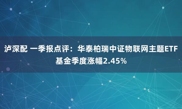 泸深配 一季报点评：华泰柏瑞中证物联网主题ETF基金季度涨幅2.45%